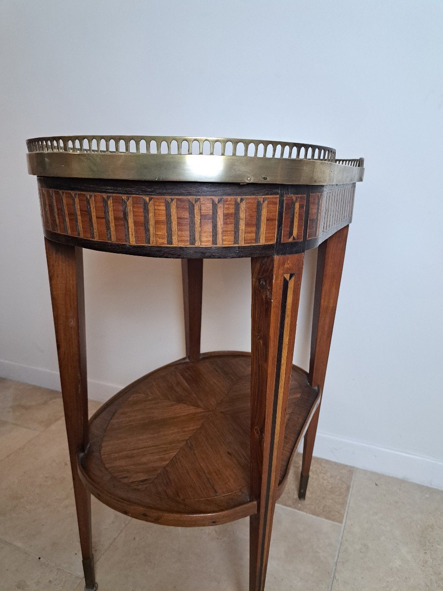 Table De Salon , Marqueterie, Louis XVI/directoire , Marbre , XVIIIième Siècle. -photo-1