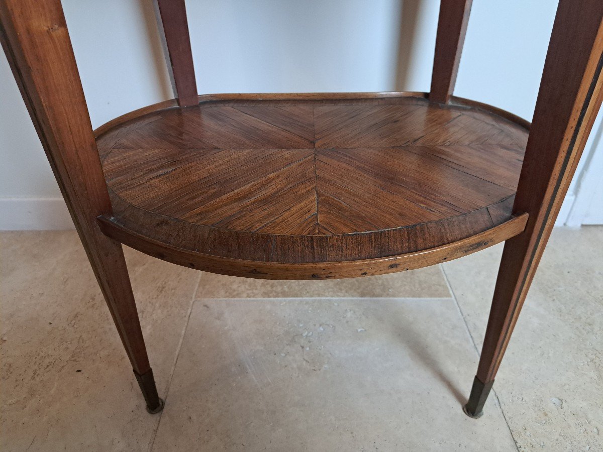 Table De Salon , Marqueterie, Louis XVI/directoire , Marbre , XVIIIième Siècle. -photo-3