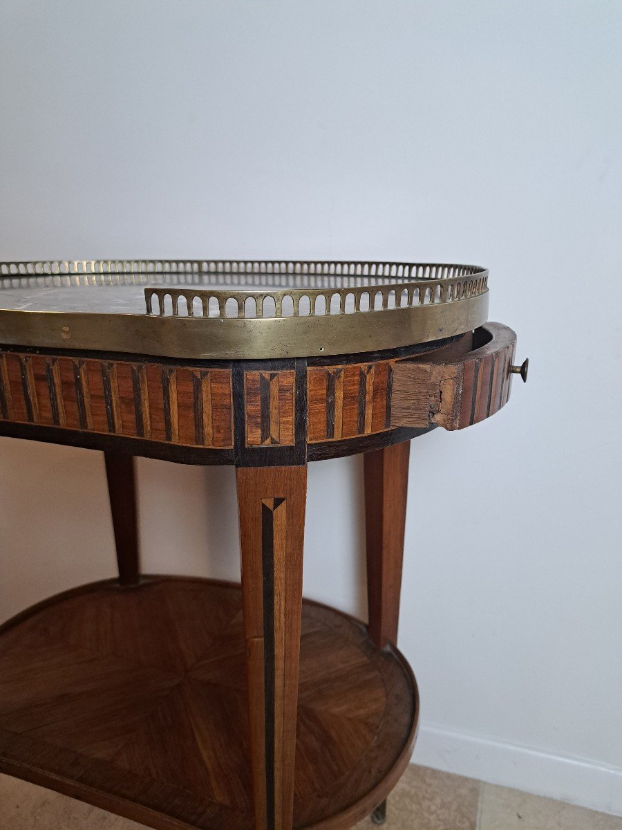 Table De Salon , Marqueterie, Louis XVI/directoire , Marbre , XVIIIième Siècle. -photo-5