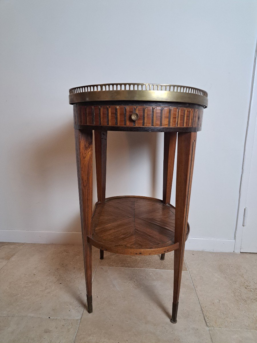 Table De Salon , Marqueterie, Louis XVI/directoire , Marbre , XVIIIième Siècle. -photo-6