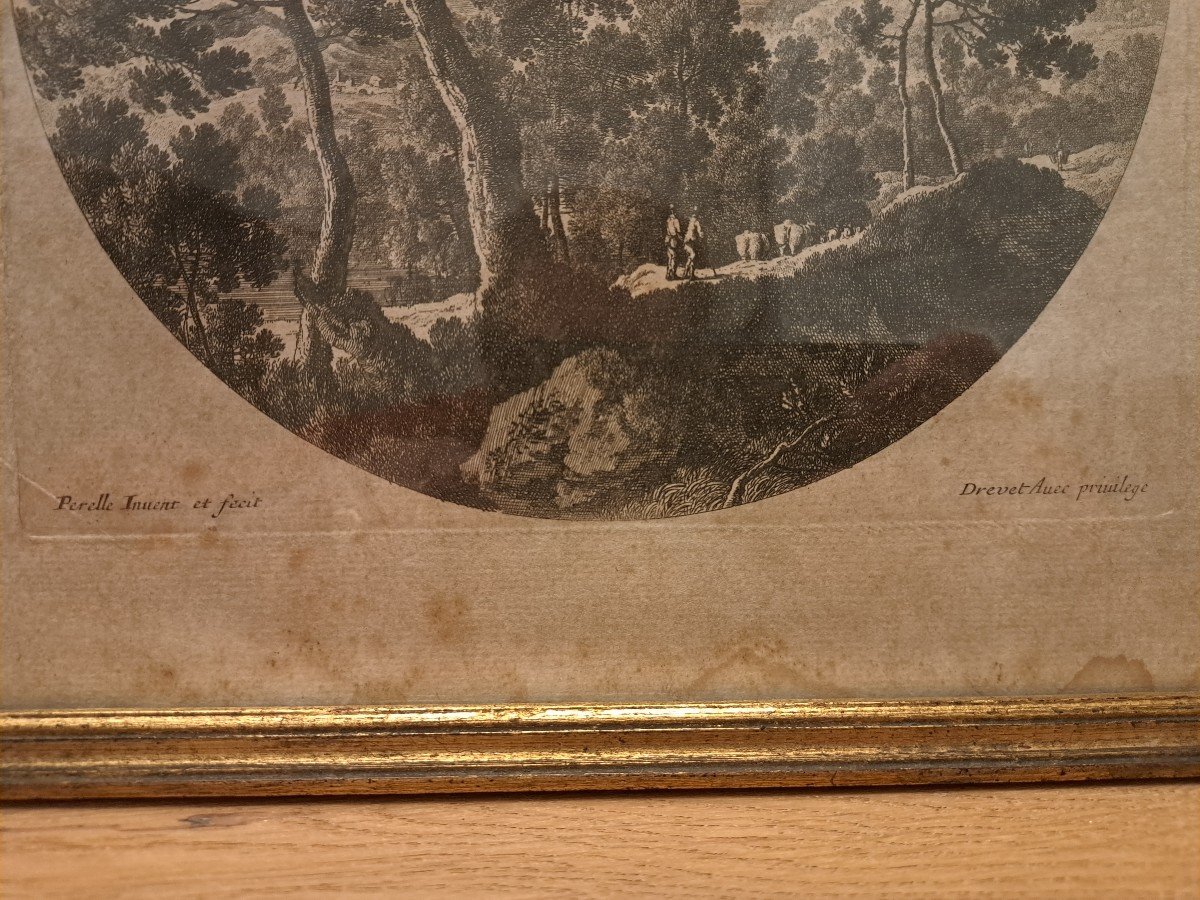 Pair Of Engravings By Drevet, After Perelle, 18th Century.-photo-2