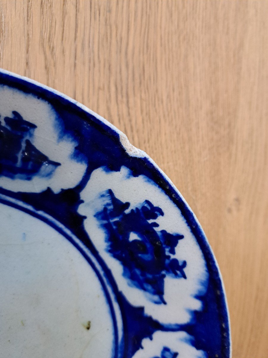 Iran, Plate, Blue Shades, Earthenware, 19th Century.-photo-3
