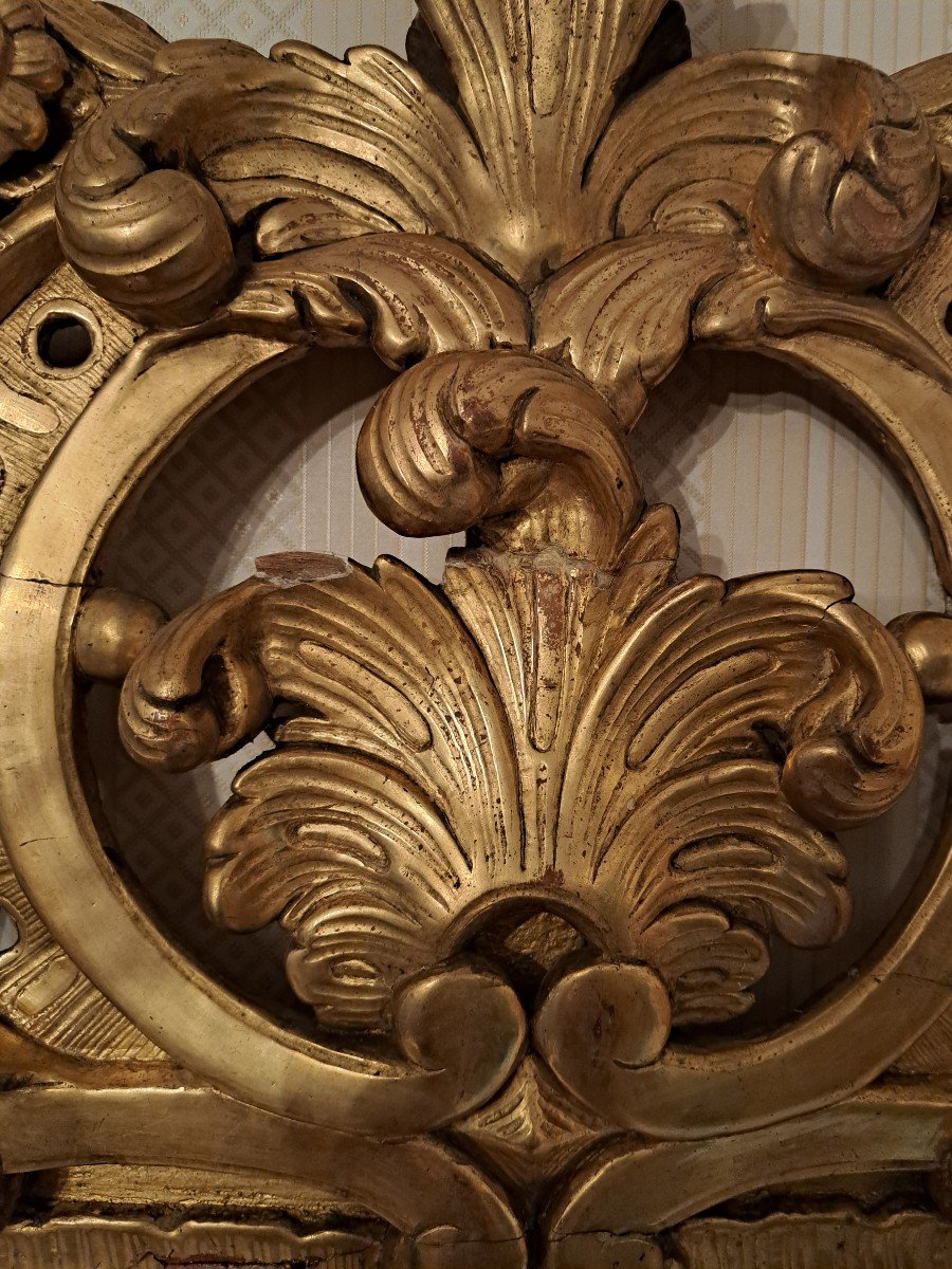 Provençal Mirror, Said From Beaucaire, Wood And Golden Stucco, Louis XV, XVIII°.-photo-4