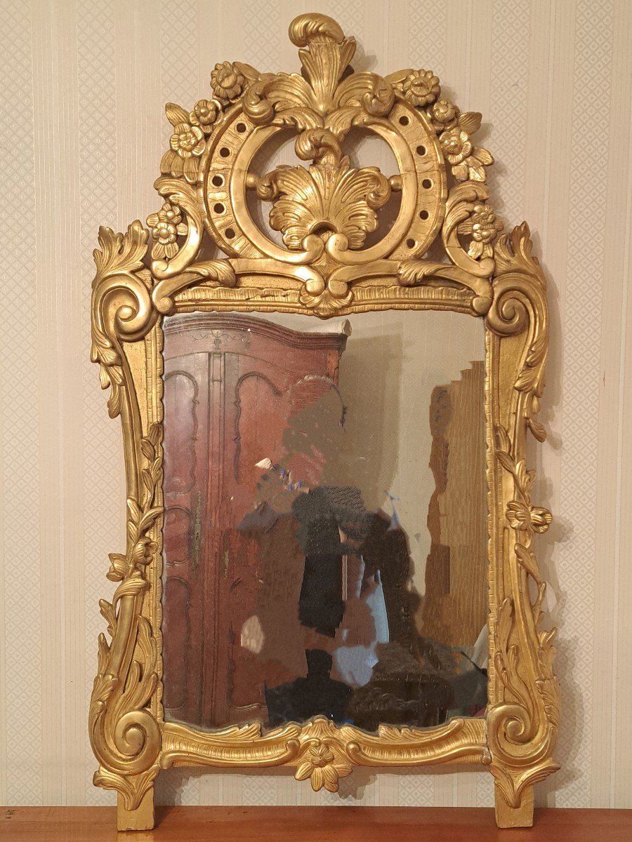 Provençal Mirror, Said From Beaucaire, Wood And Golden Stucco, Louis XV, XVIII°.