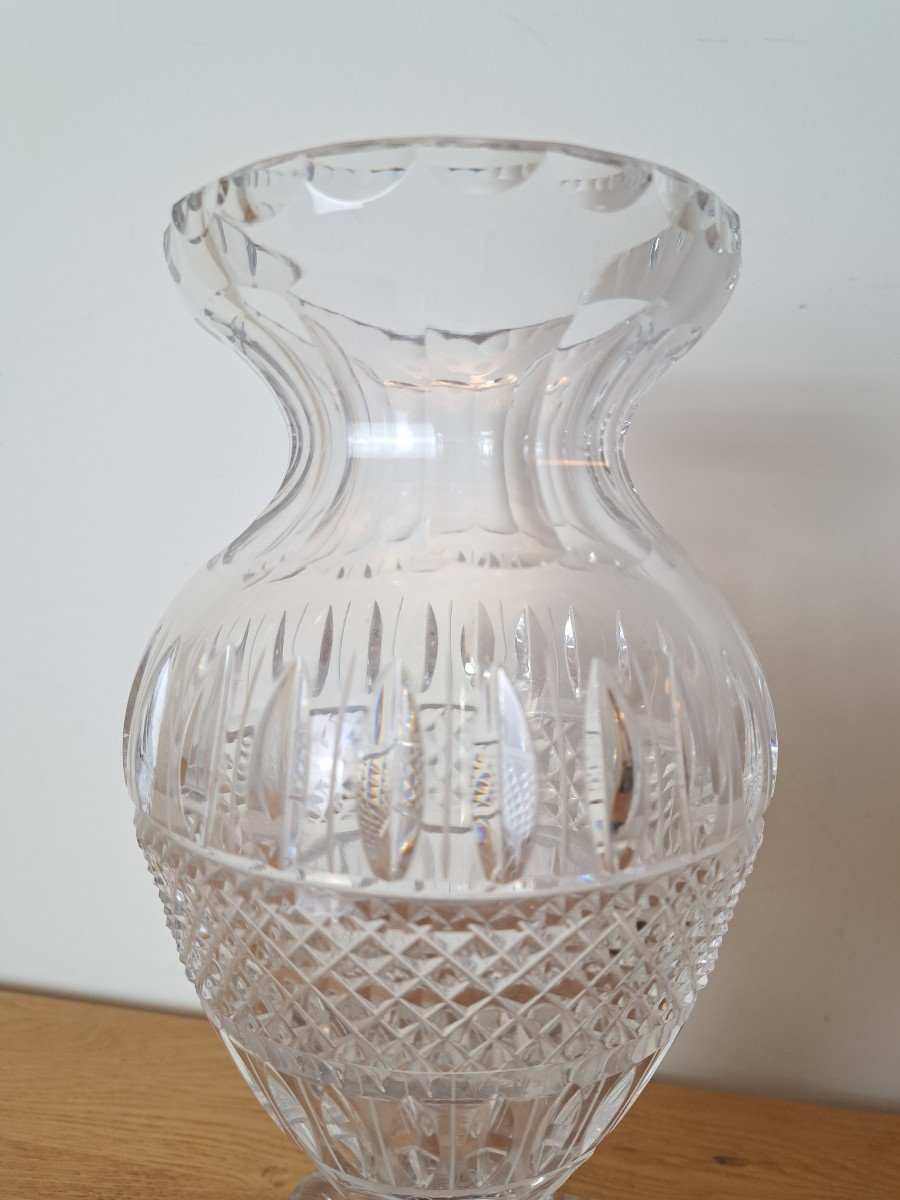 Baccarat Ou Saint Louis , Vase Balustre , Cristal Taillé , Charles X , Début XX°. -photo-4