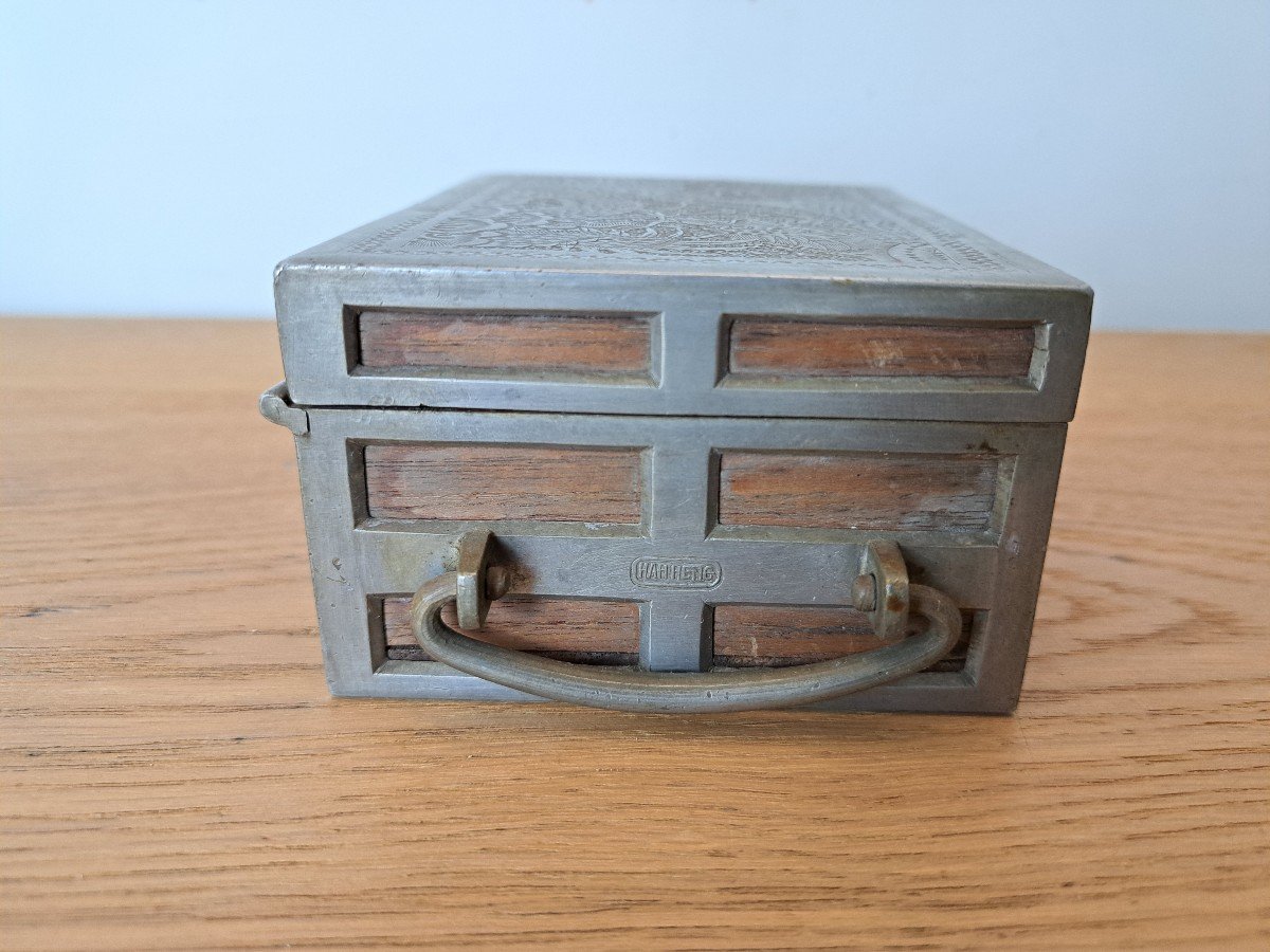 Box, Pewter, Wood, Dragons, China, Early 20th Century. -photo-3