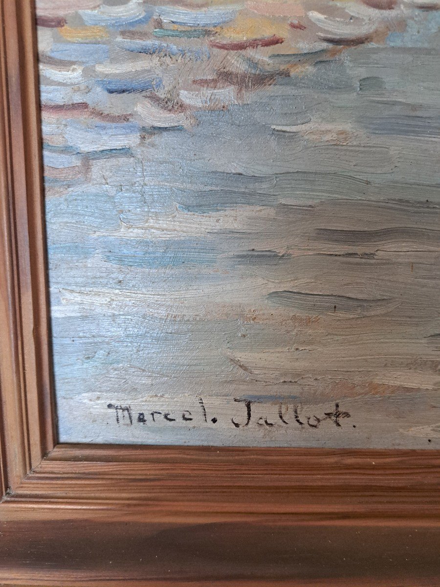 Marcel Edouard Jallot ,port De Marseille , Huile Sur Panneau , Début XX°. -photo-4