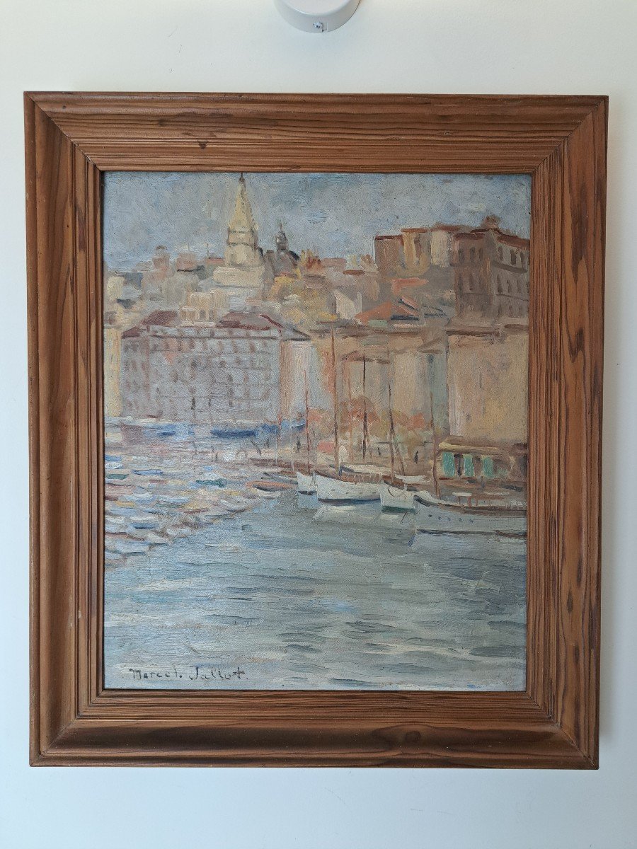 Marcel Edouard Jallot ,port De Marseille , Huile Sur Panneau , Début XX°. 