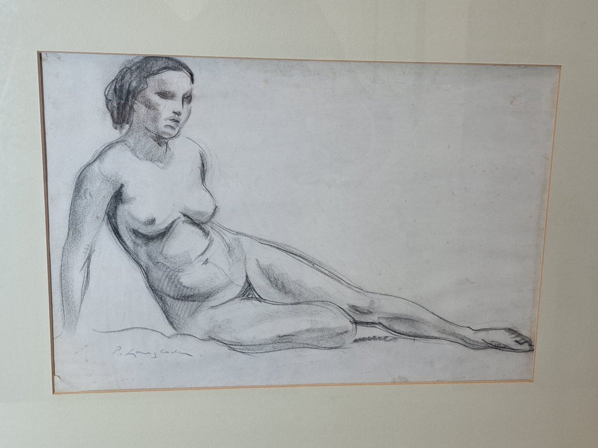 Pierre Langlade, Female Nude, Drawing, Early 20th Century. -photo-1