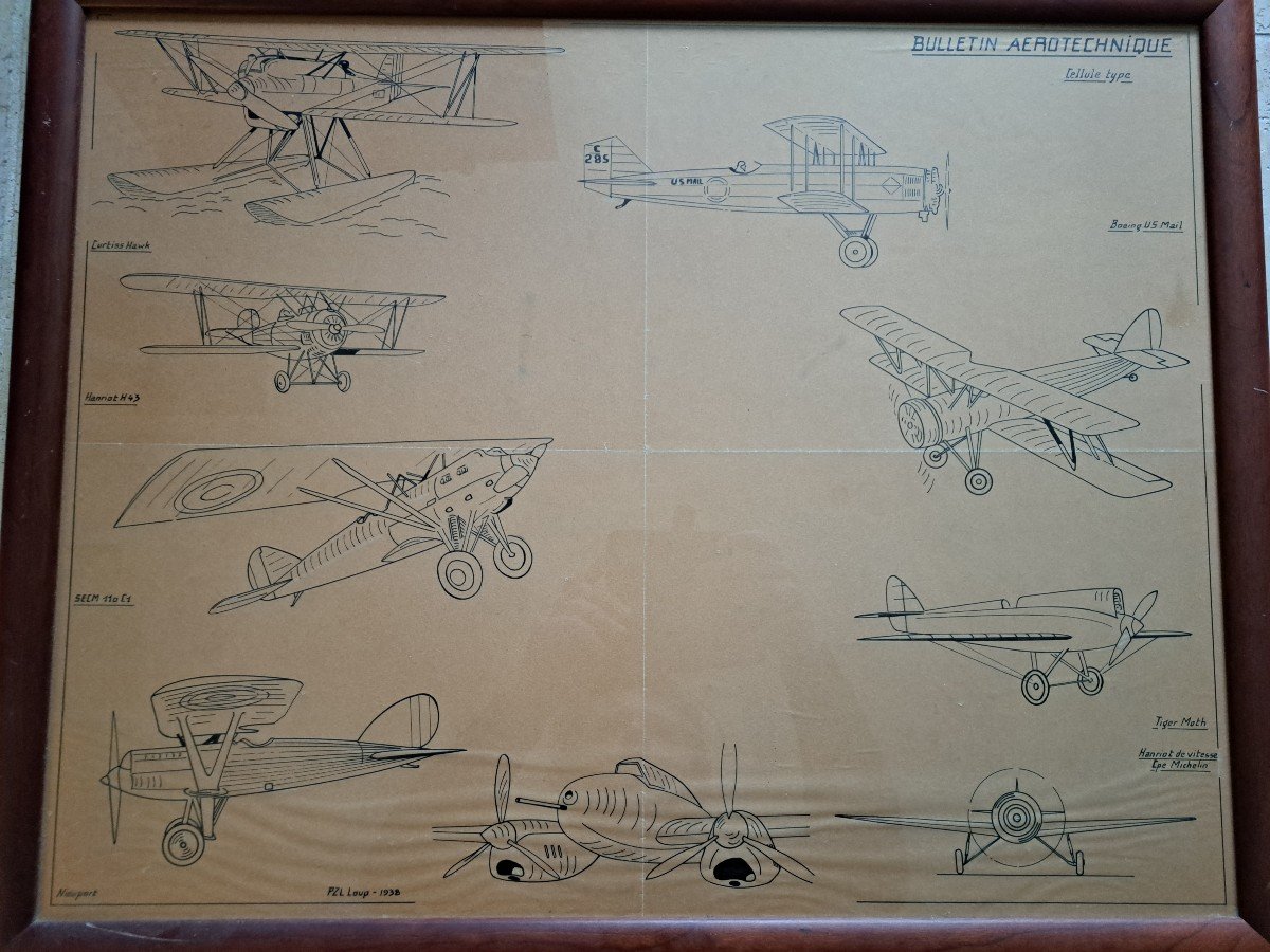 Bulletin Aérotechnique , Dessin , Encre , XX°.-photo-3