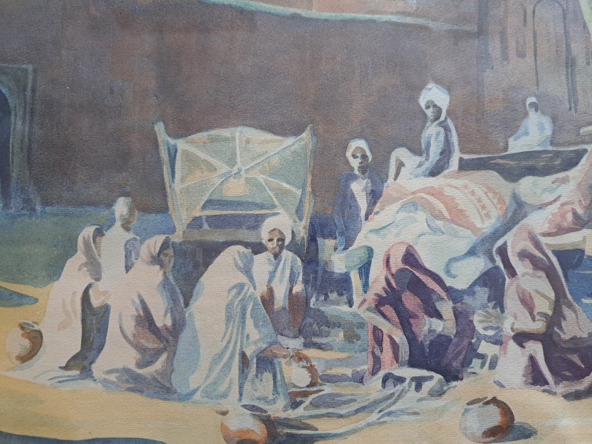 Mc Kean, North African Village Scene, Watercolor, 1949.-photo-4