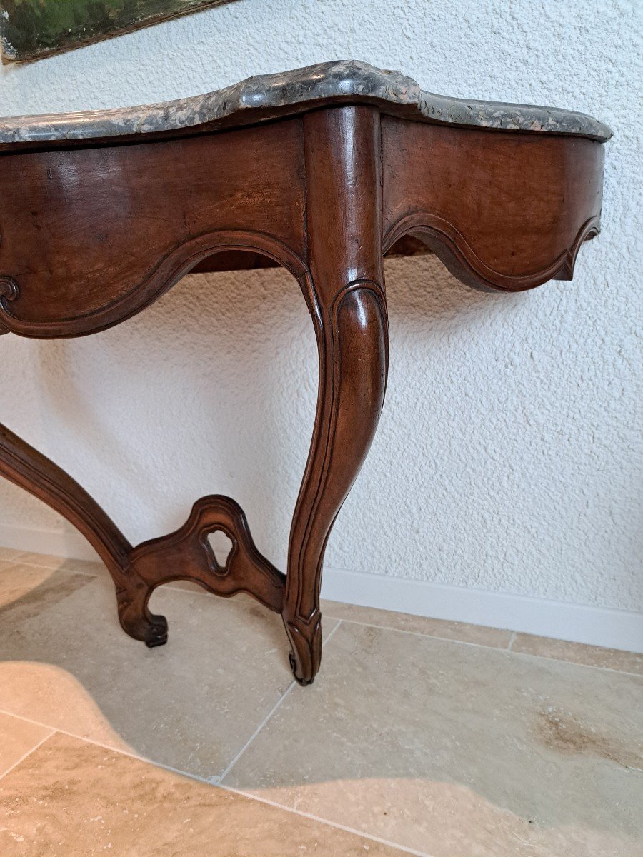 Wall Console, Walnut Wood, Louis XV, 18th Century. -photo-2