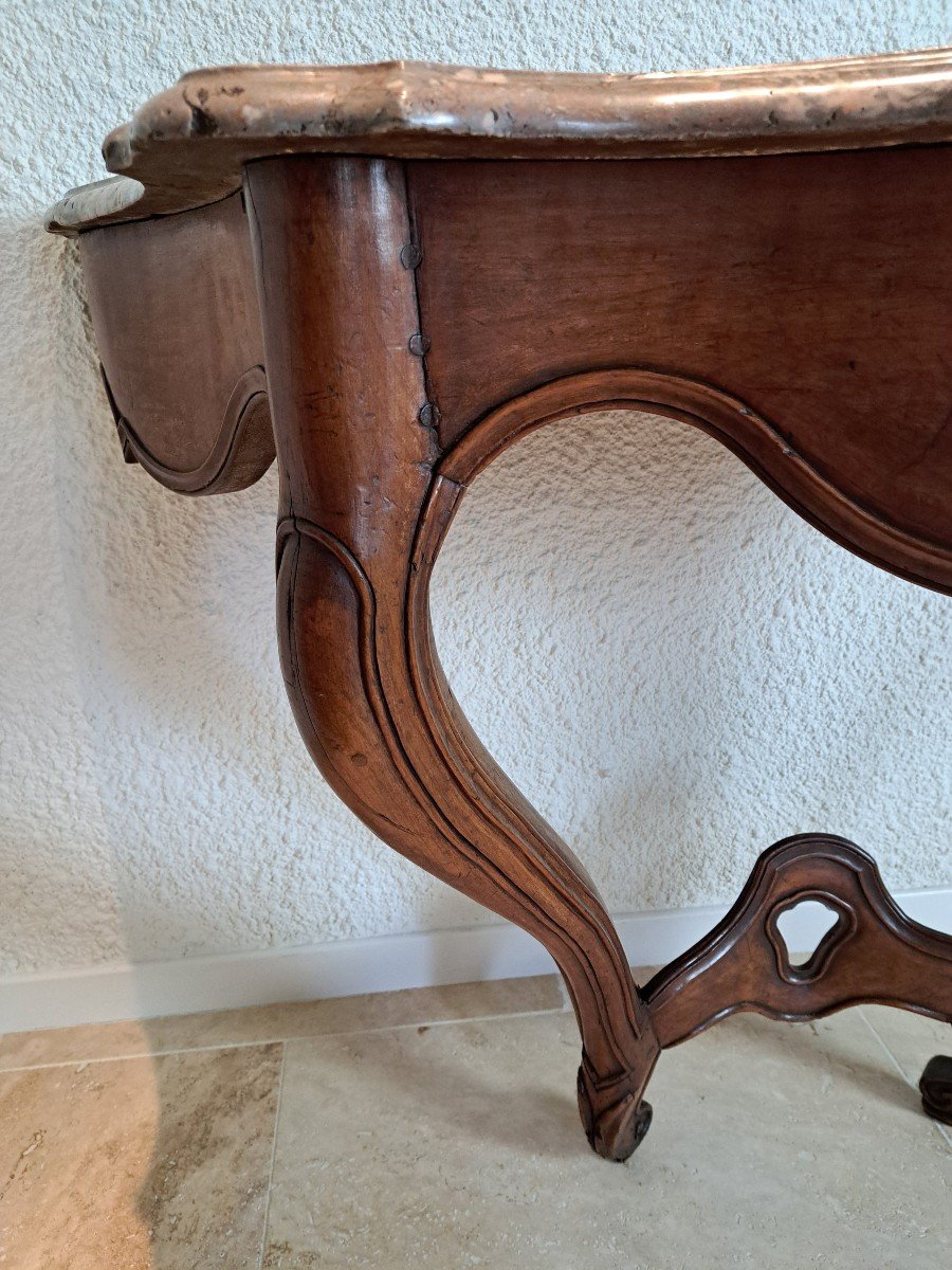 Wall Console, Walnut Wood, Louis XV, 18th Century. -photo-3