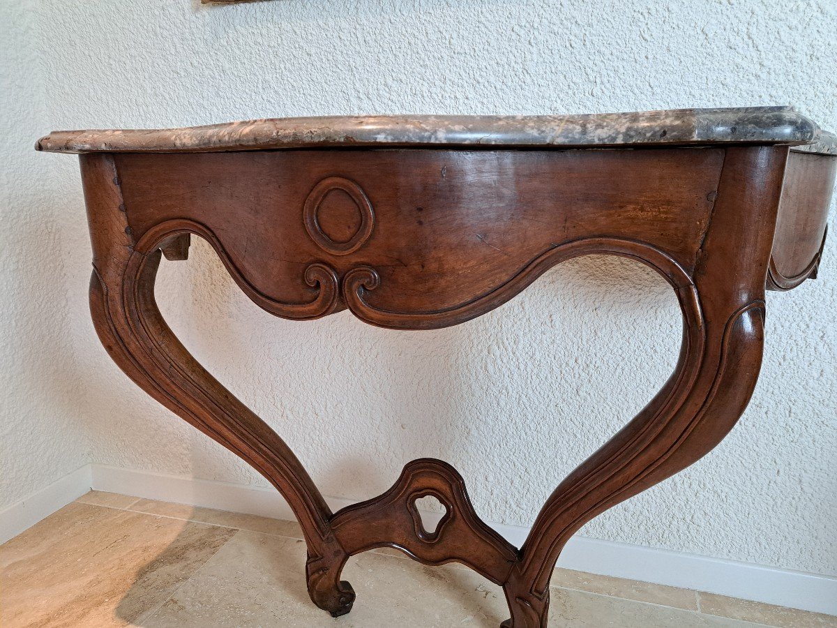 Wall Console, Walnut Wood, Louis XV, 18th Century. -photo-5