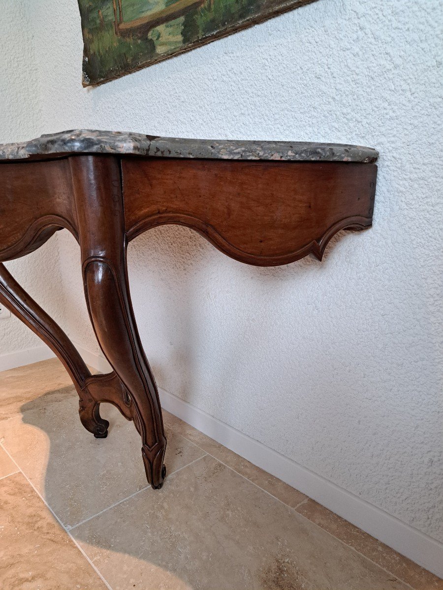 Wall Console, Walnut Wood, Louis XV, 18th Century. -photo-7