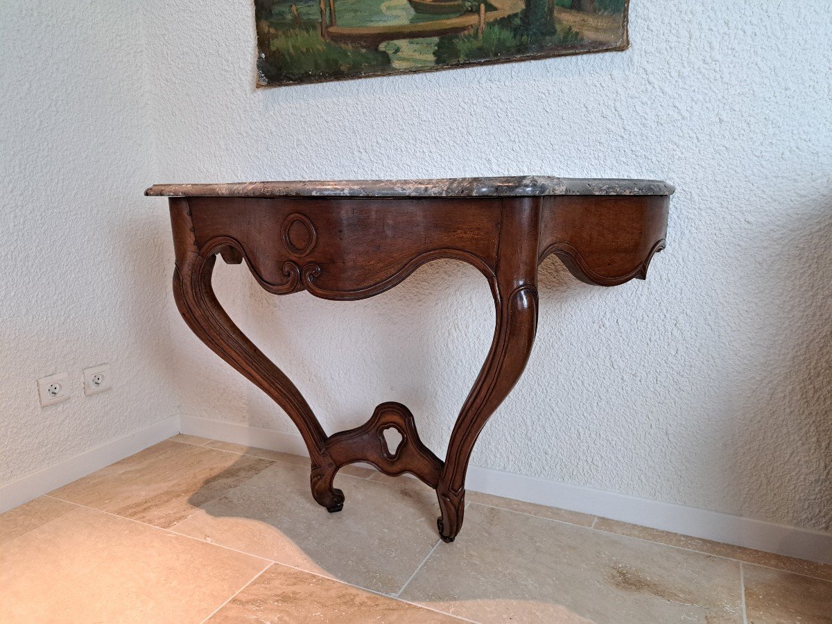 Wall Console, Walnut Wood, Louis XV, 18th Century. 