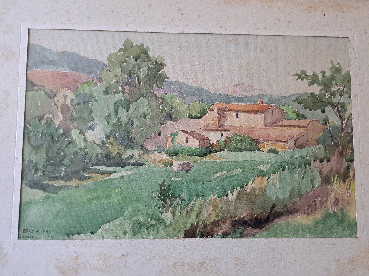 Marcel Bach , Le Four Dans Le Var , Aquarelle , Année 40. -photo-2