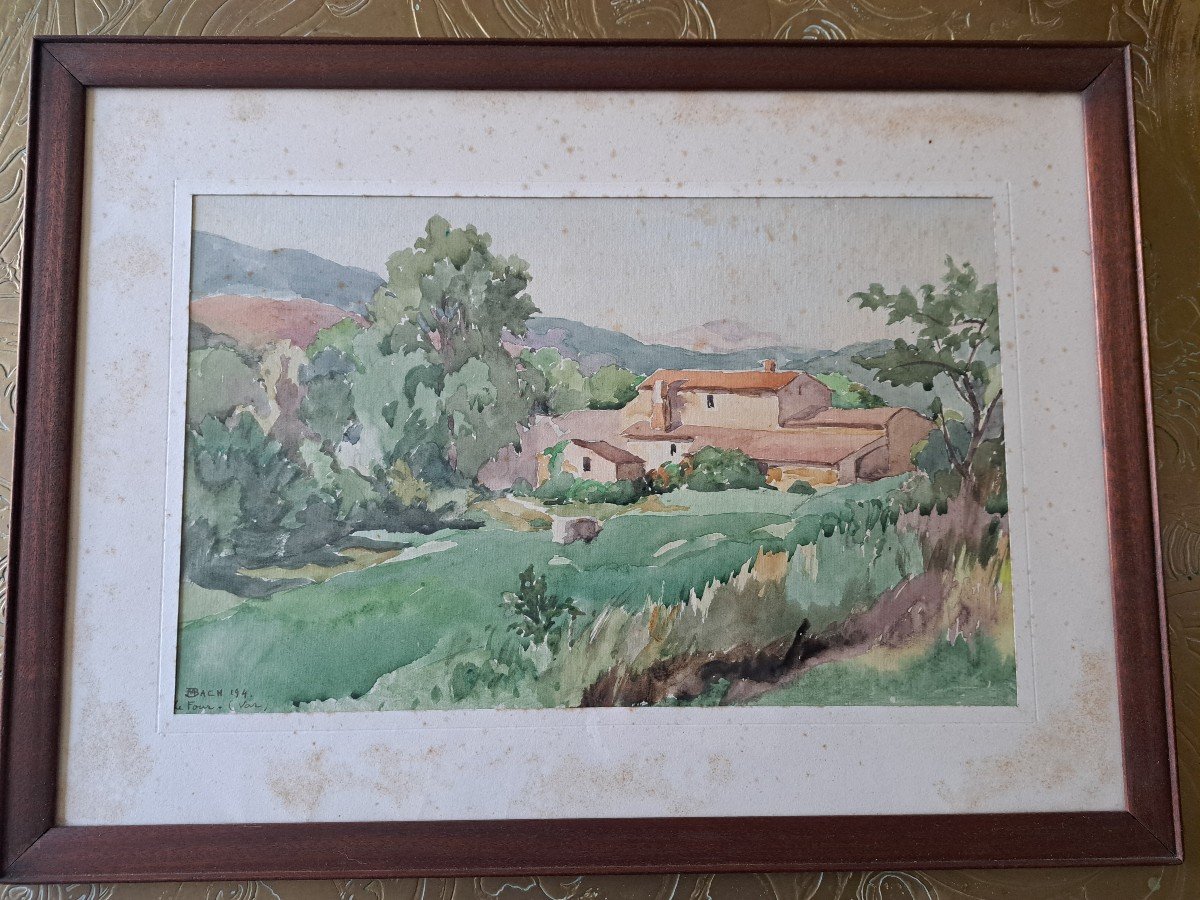 Marcel Bach , Le Four Dans Le Var , Aquarelle , Année 40. -photo-3