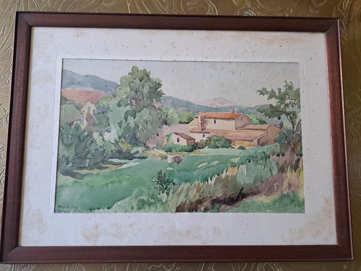 Marcel Bach , Le Four Dans Le Var , Aquarelle , Année 40. -photo-4