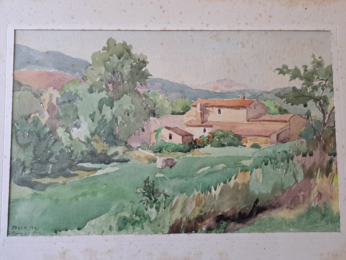 Marcel Bach , Le Four Dans Le Var , Aquarelle , Année 40. -photo-1