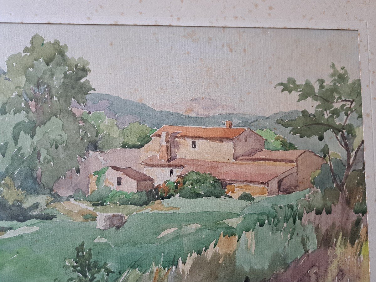 Marcel Bach , Le Four Dans Le Var , Aquarelle , Année 40. -photo-3