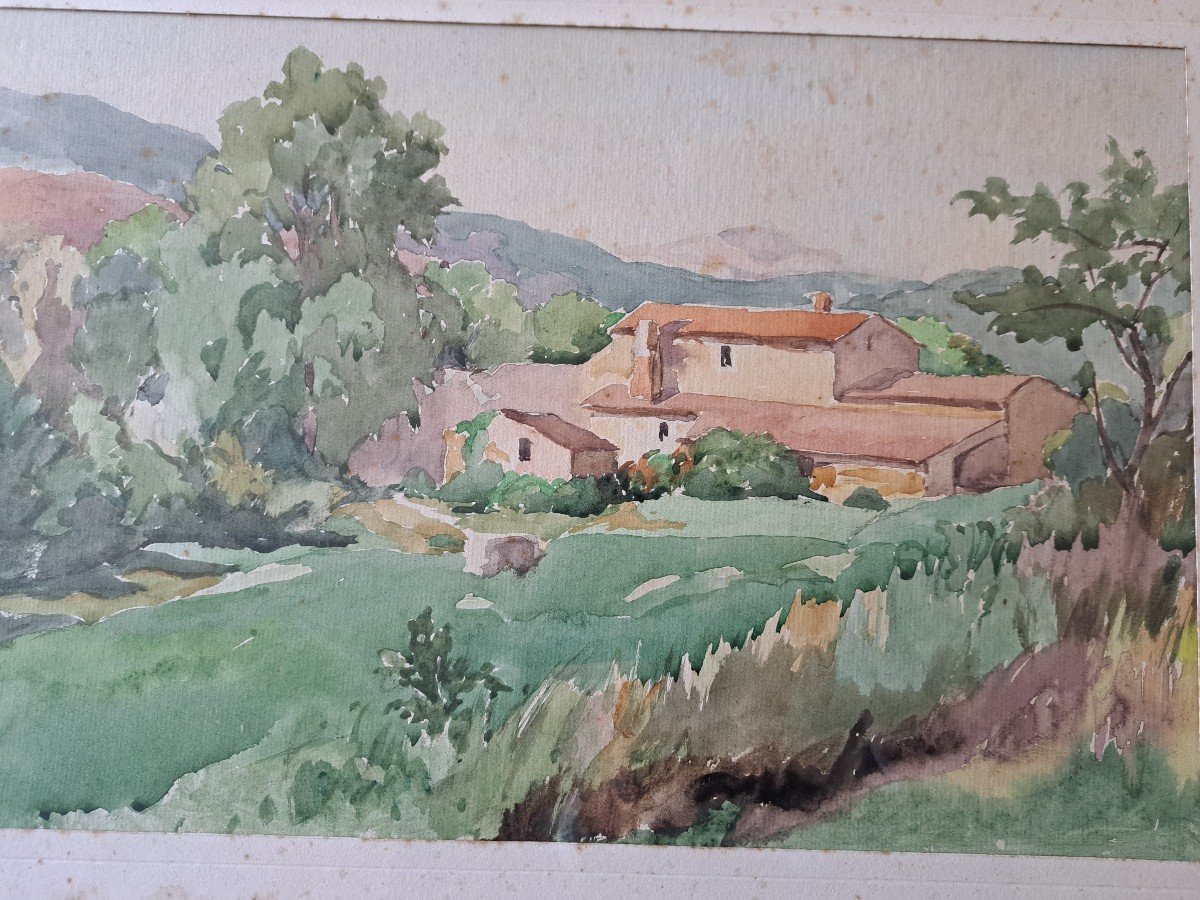 Marcel Bach , Le Four Dans Le Var , Aquarelle , Année 40. -photo-4