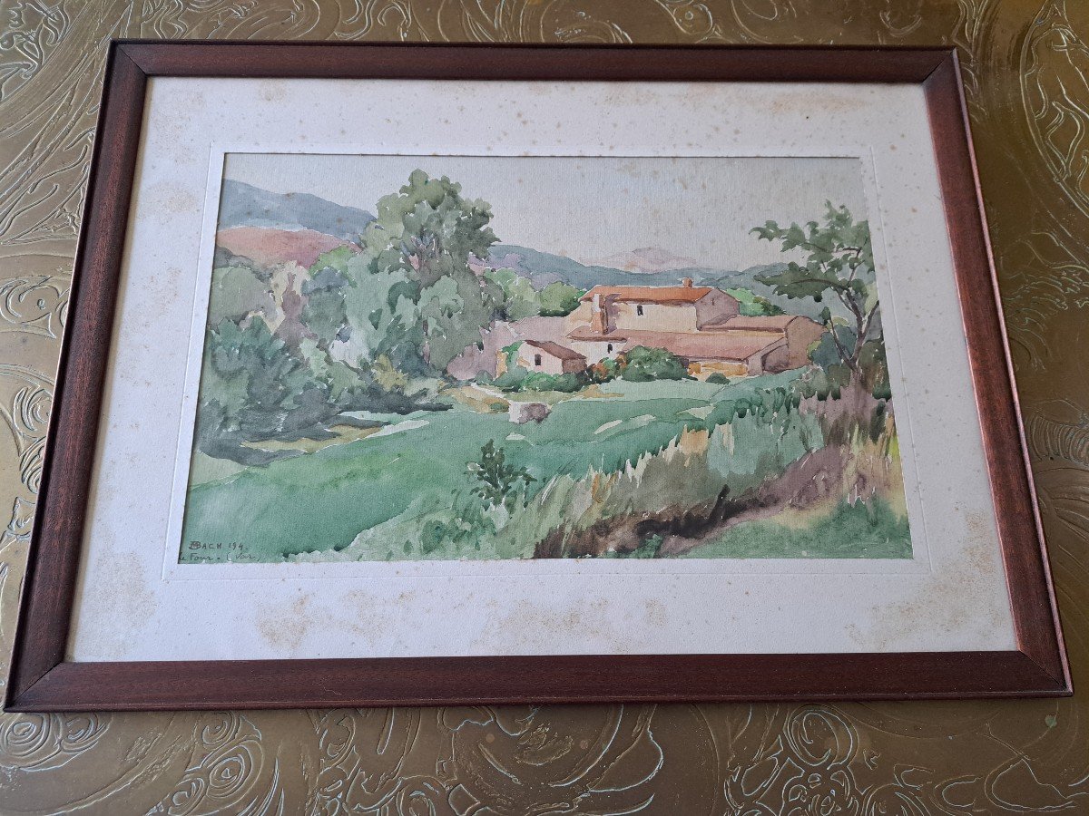 Marcel Bach , Le Four Dans Le Var , Aquarelle , Année 40. 