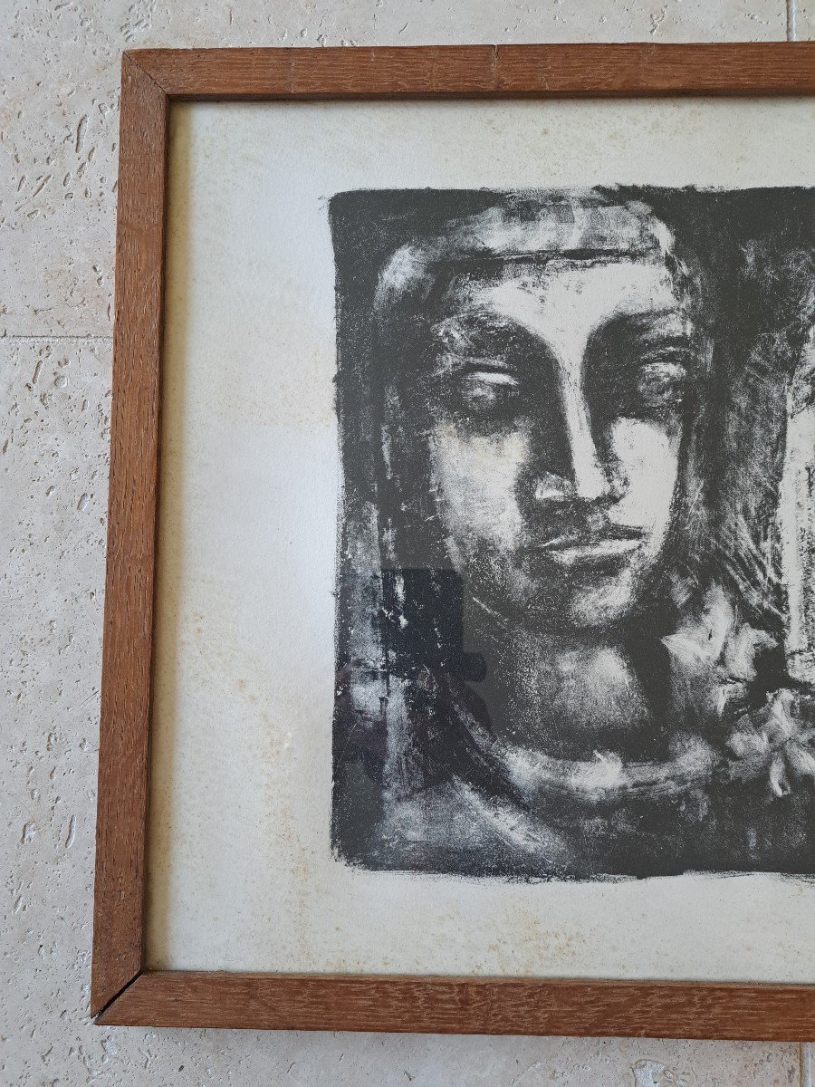 Gelas, Les Trois Visages , Lithographie, XX°. -photo-2