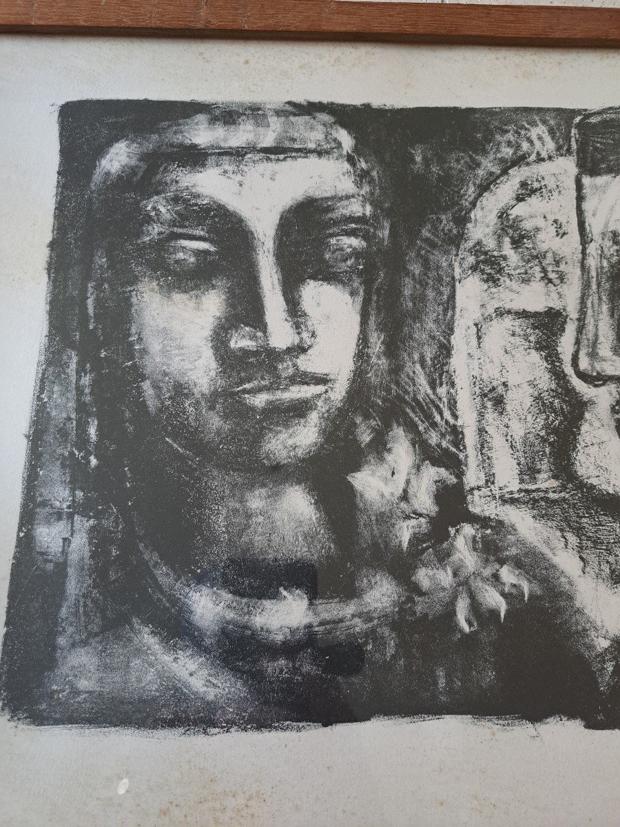 Gelas, The Three Faces, Lithograph, 20th Century. -photo-4