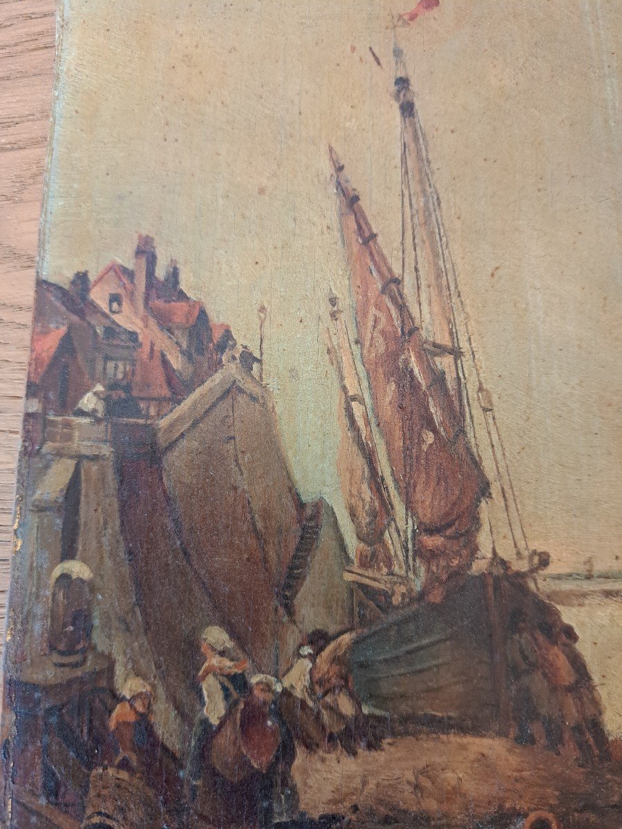 Seaside, Marine, Oil On Panel, Signed Becquet, Early 20th Century. -photo-4