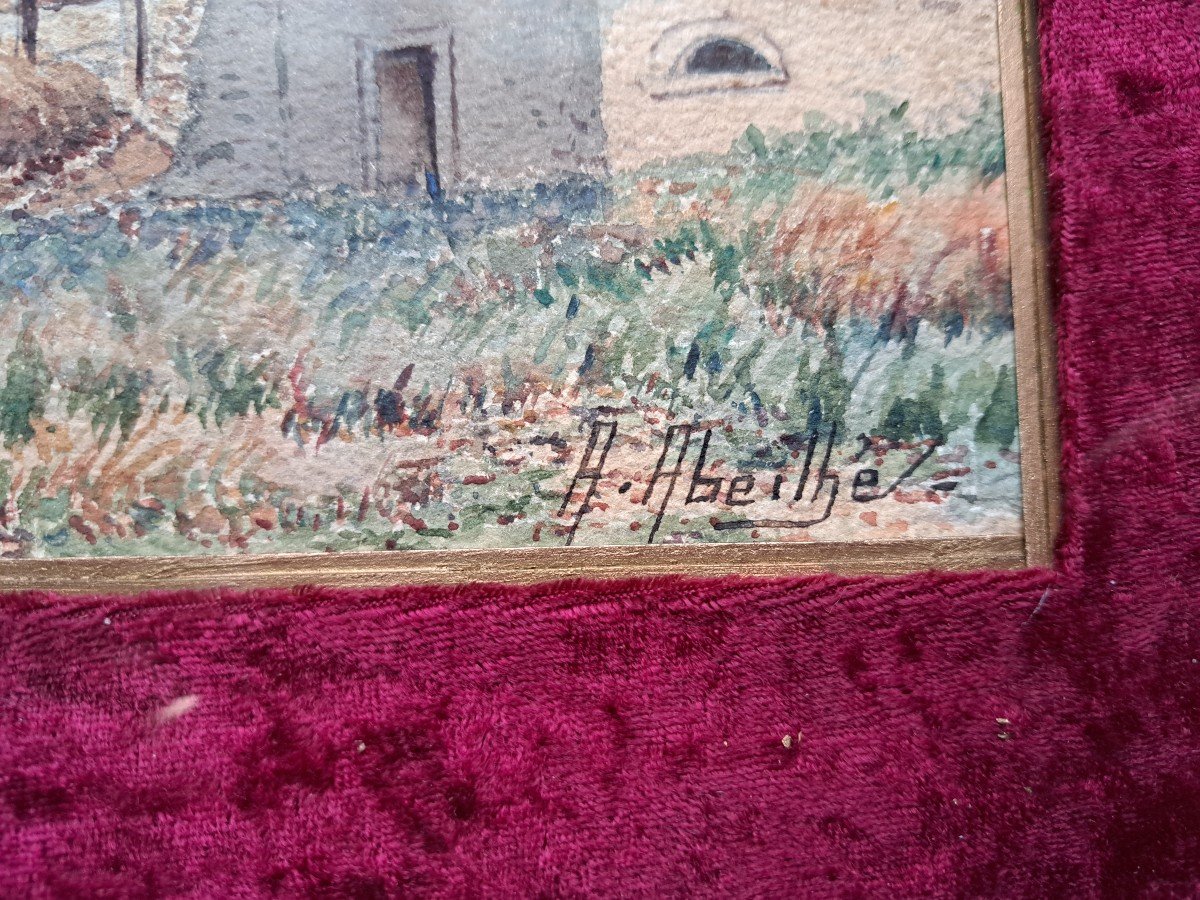 Augustin Abeilhé , Le Pigeonnier De La Ferme, Aquarelle , Début XX°. -photo-1