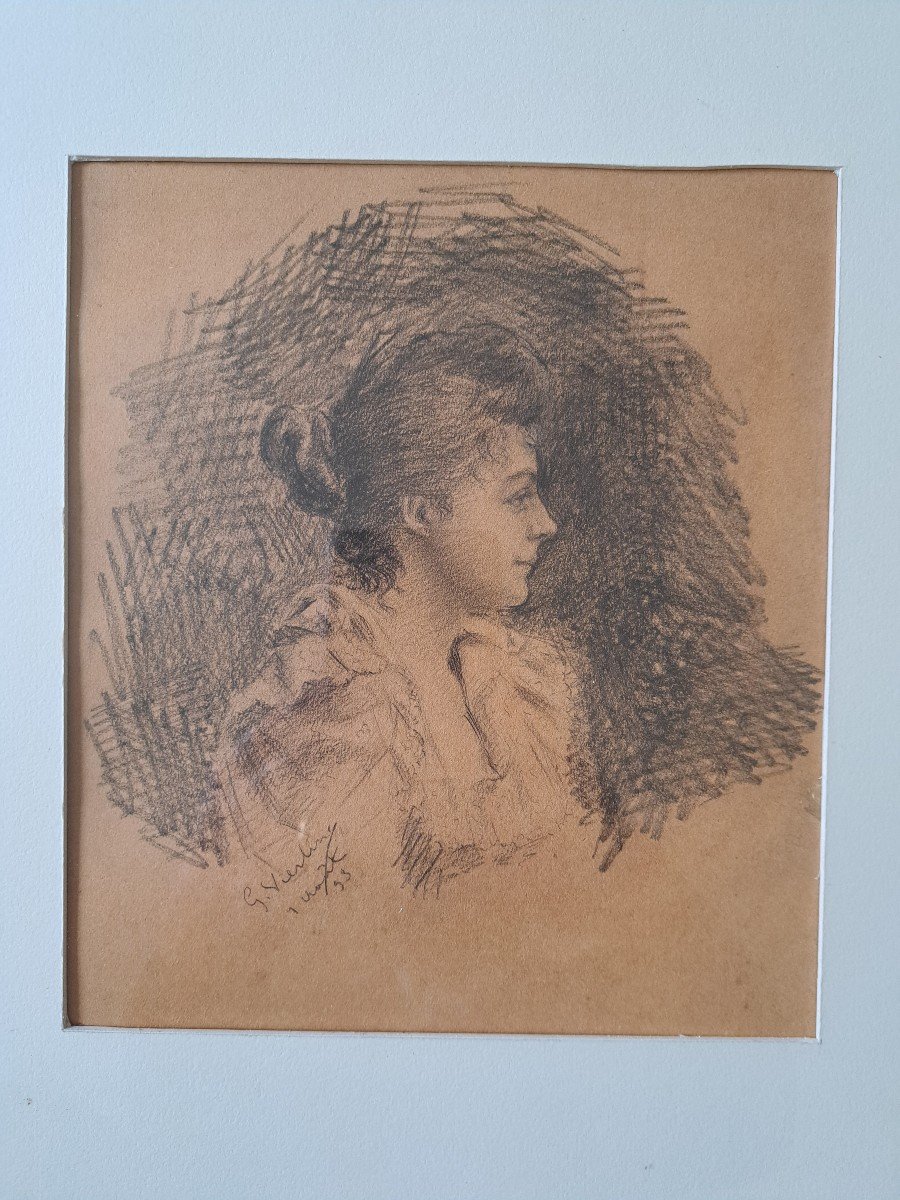 Portrait Of A Young Woman, Drawing, Pencil, Late 19th Century. -photo-3