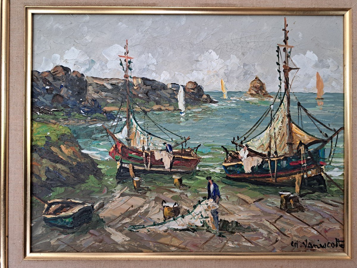 Charles Vaniscotte , La Pointe Du Toulinguet , Huile Sur Toile , XX°. -photo-4