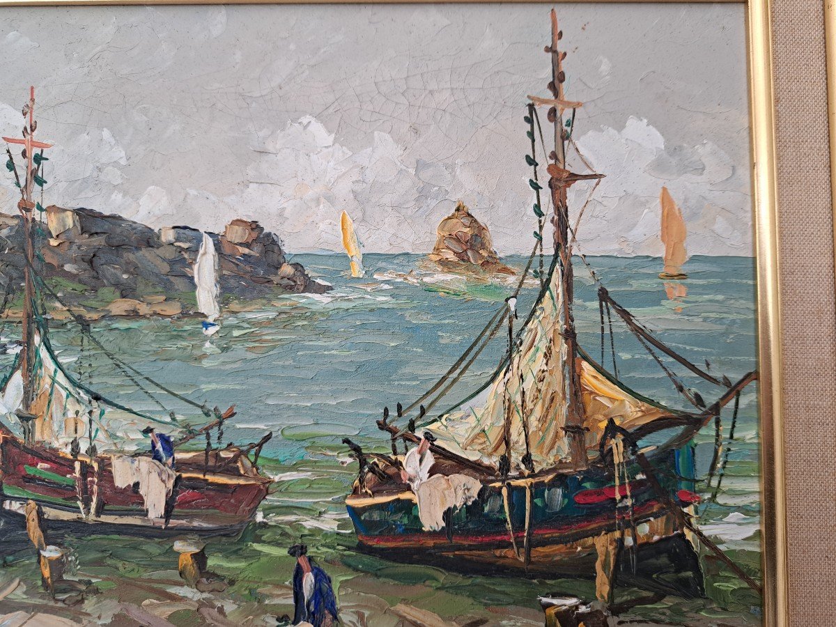 Charles Vaniscotte , La Pointe Du Toulinguet , Huile Sur Toile , XX°. -photo-1