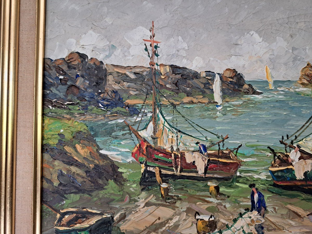 Charles Vaniscotte , La Pointe Du Toulinguet , Huile Sur Toile , XX°. -photo-2