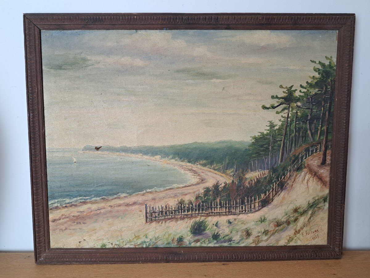 F.fortune, La Dune Du Pilat, Oil On Canvas, 1938. -photo-2