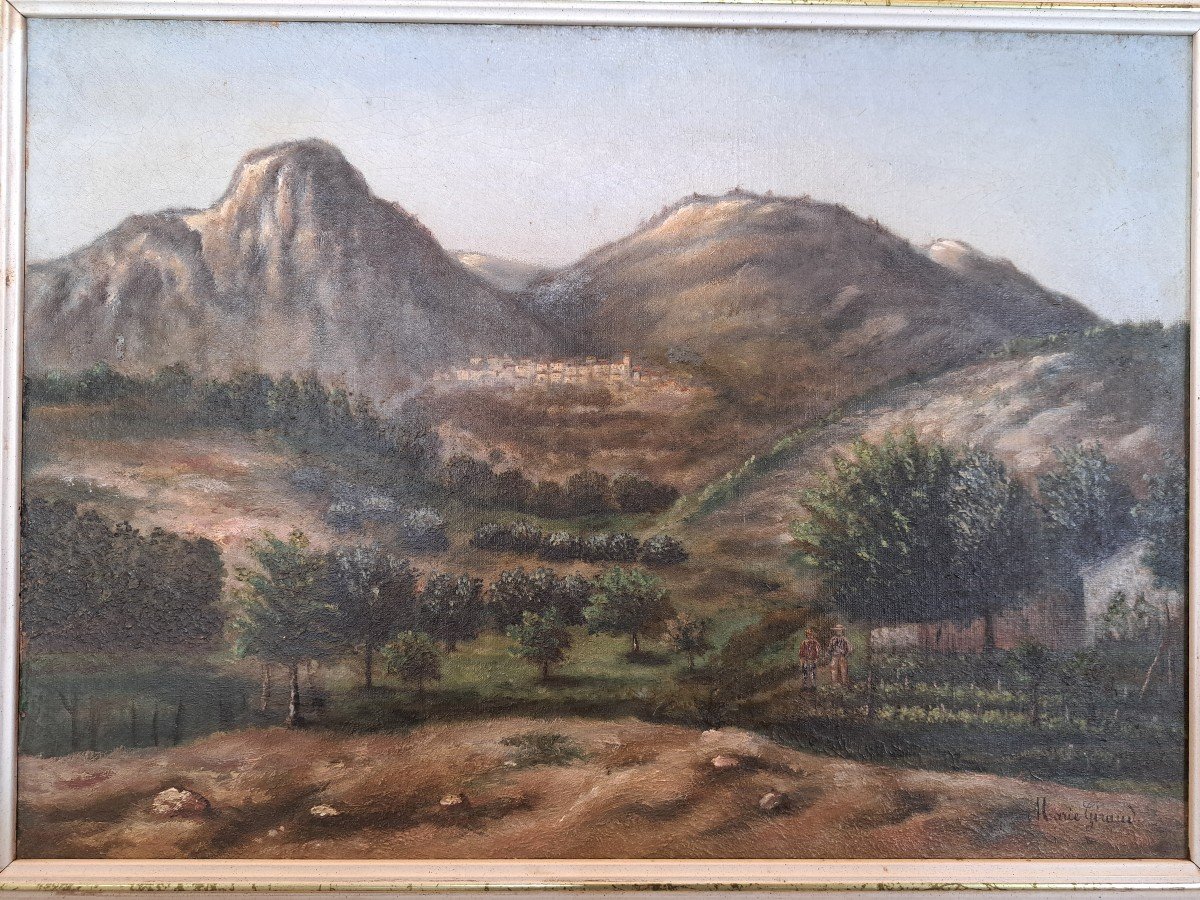 Marie Giraud ,paysage Provençale , Huile Sur Toile , fin XIX°. -photo-3