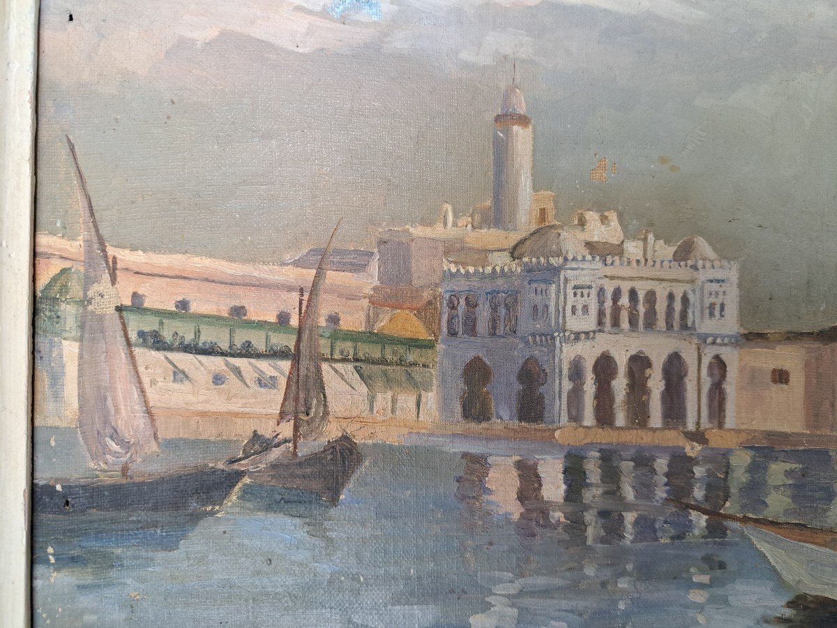 The Admiralty Of Algiers, Oil On Canvas, Signed, XX°. -photo-5