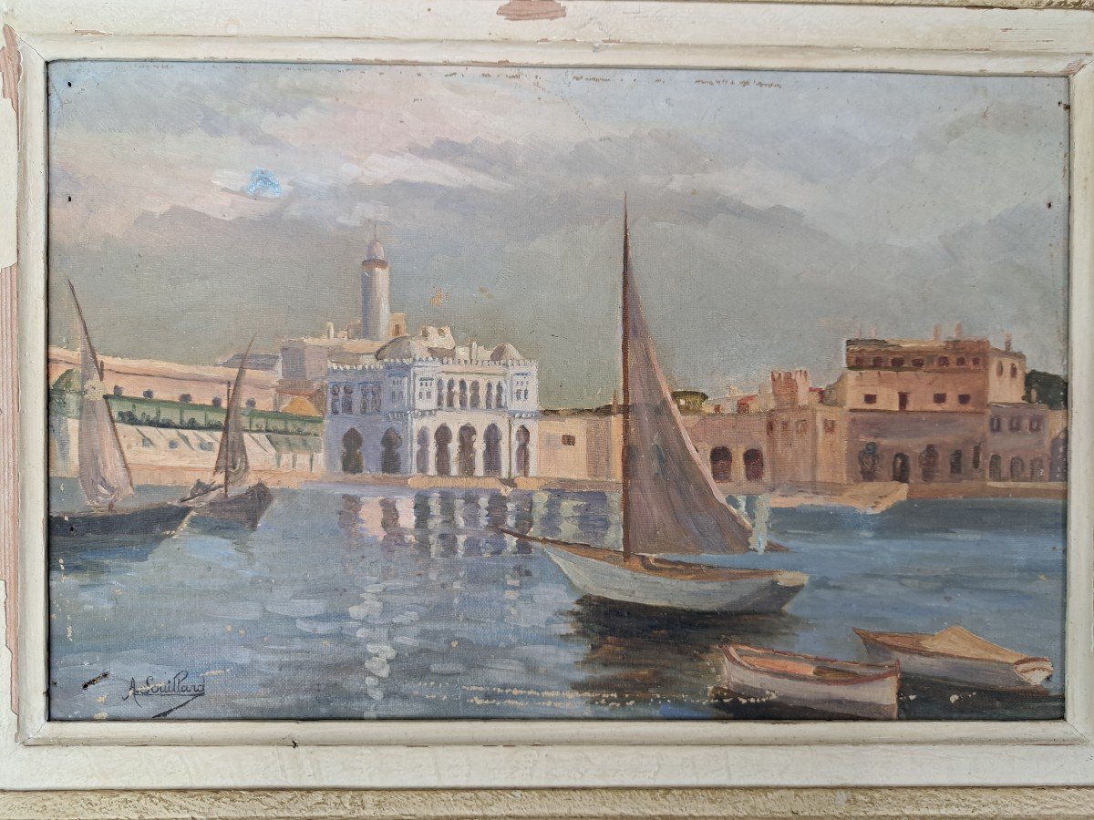 The Admiralty Of Algiers, Oil On Canvas, Signed, XX°. -photo-7