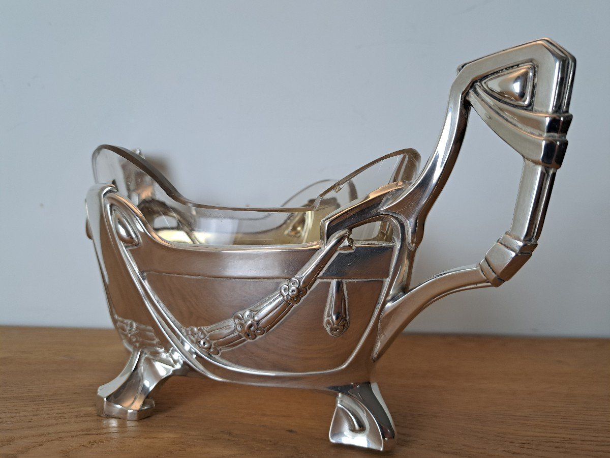 Germany, Planter, Sterling Silver And Glass Verrine, Jugendstil, Early 20th Century. -photo-4