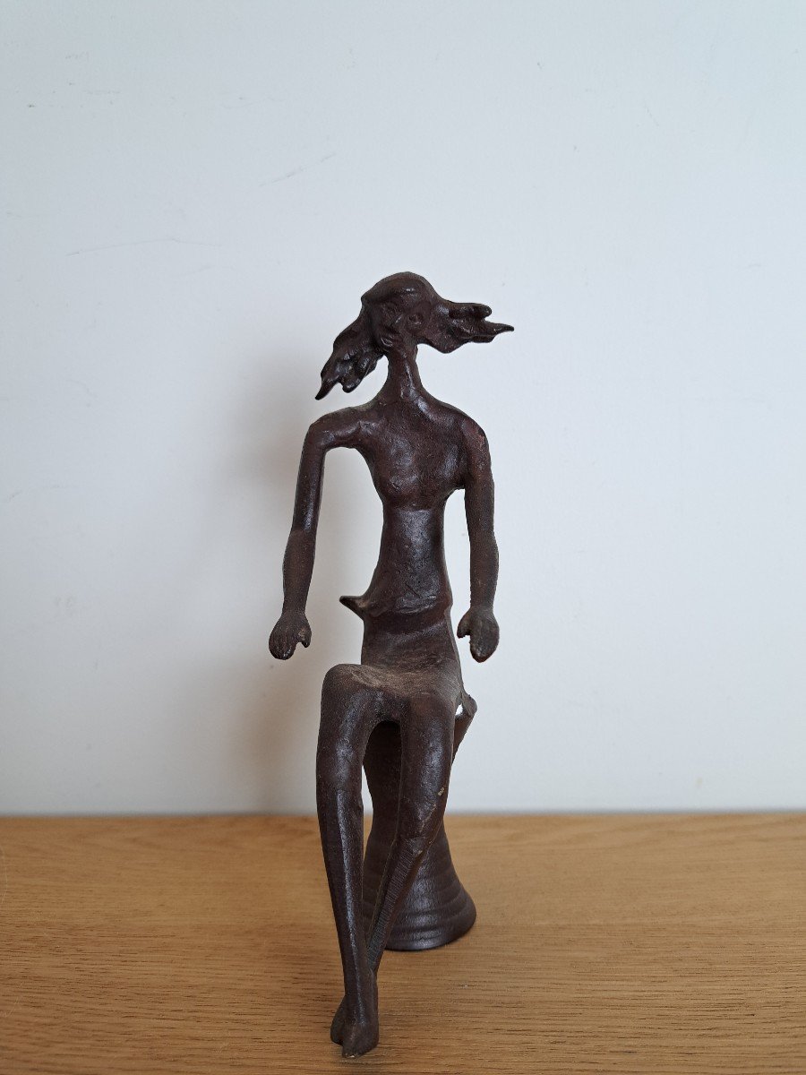 Seated Woman, Bronze Statuette, Unsigned, 20th Century.-photo-2