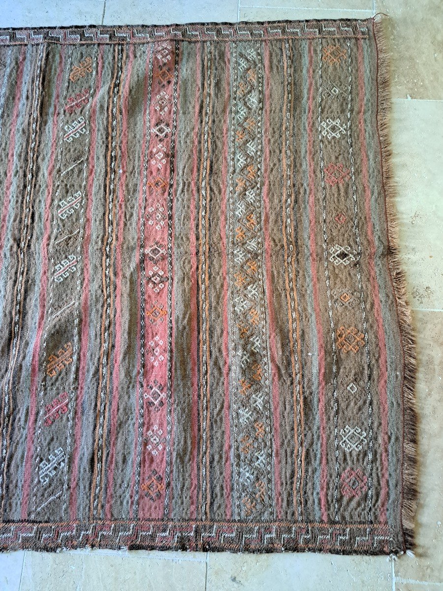 Grand Tapis Kilim , Laine , XX°. -photo-3