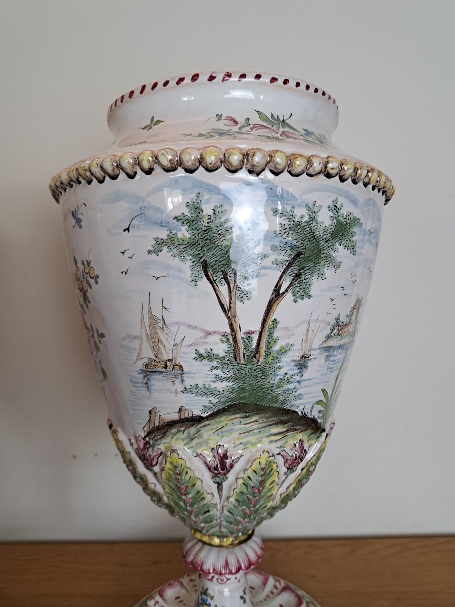 Pair Of Large Vases, Veuve Perrin, Marseille, Earthenware, 19th Century. -photo-2