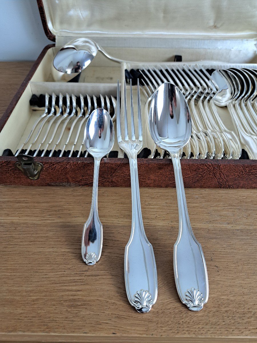 Christofle Alfénide, Cutlery Set, 37 Pieces, Vendôme, 20th Century. -photo-1