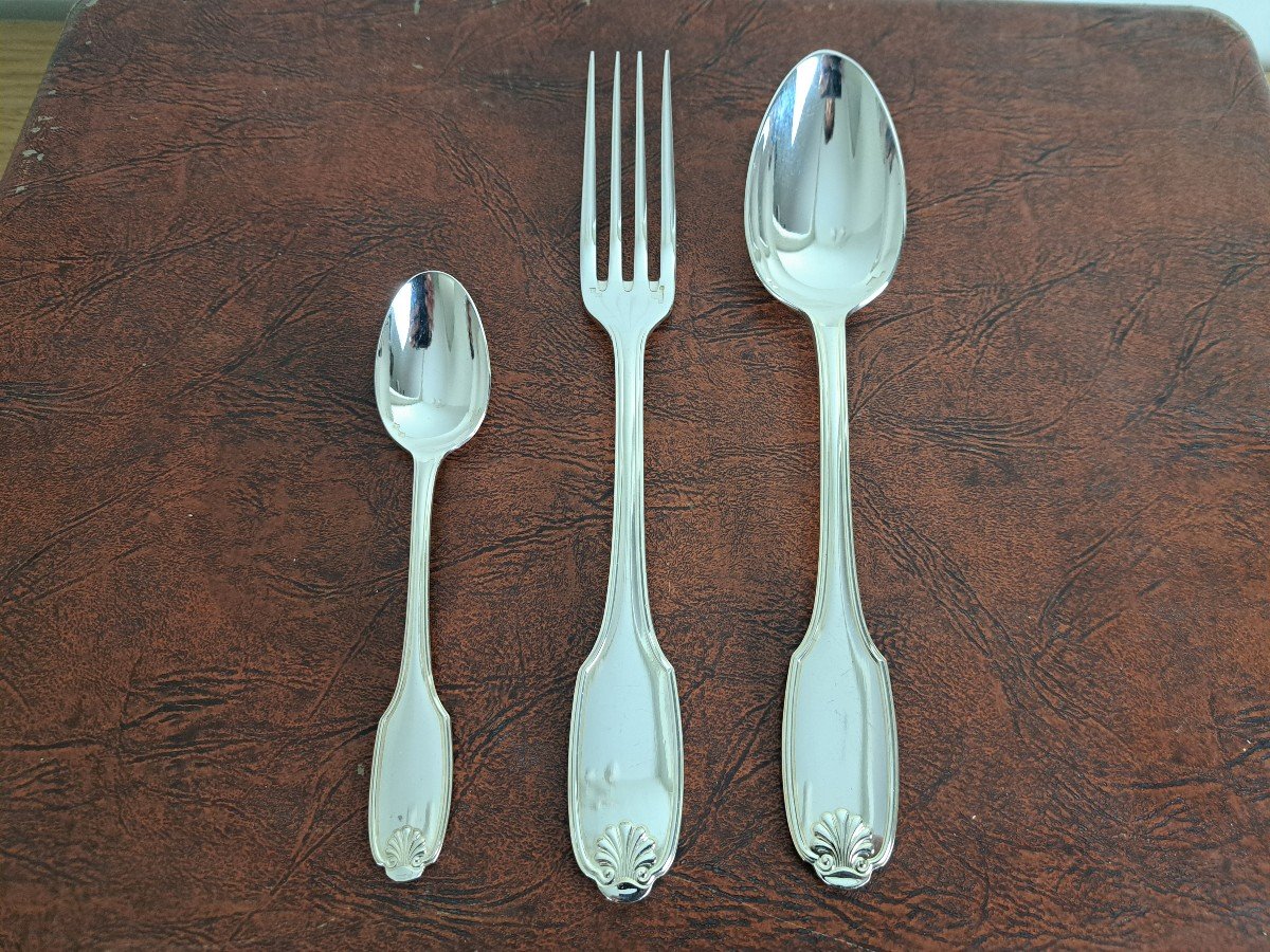 Christofle Alfénide, Cutlery Set, 37 Pieces, Vendôme, 20th Century. -photo-2