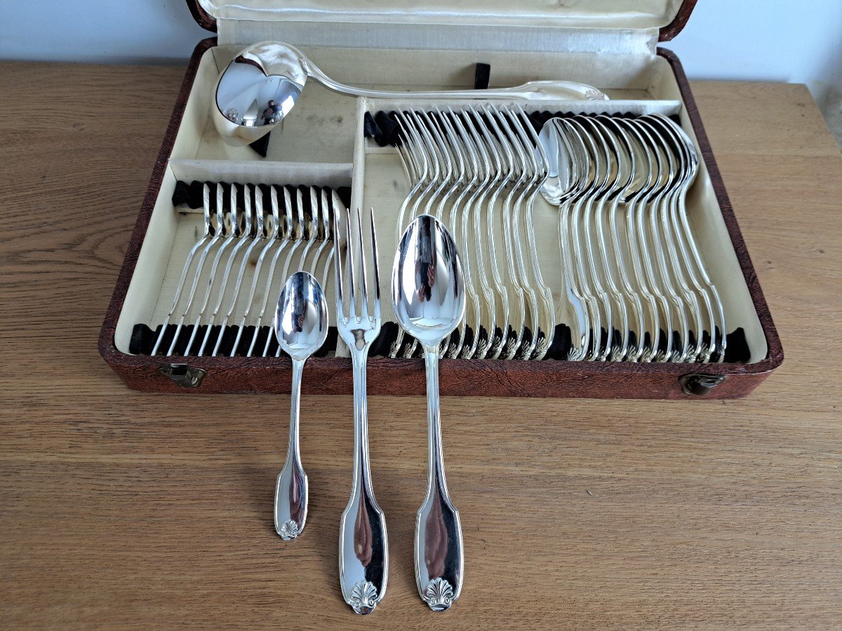 Christofle Alfénide, Cutlery Set, 37 Pieces, Vendôme, 20th Century. 