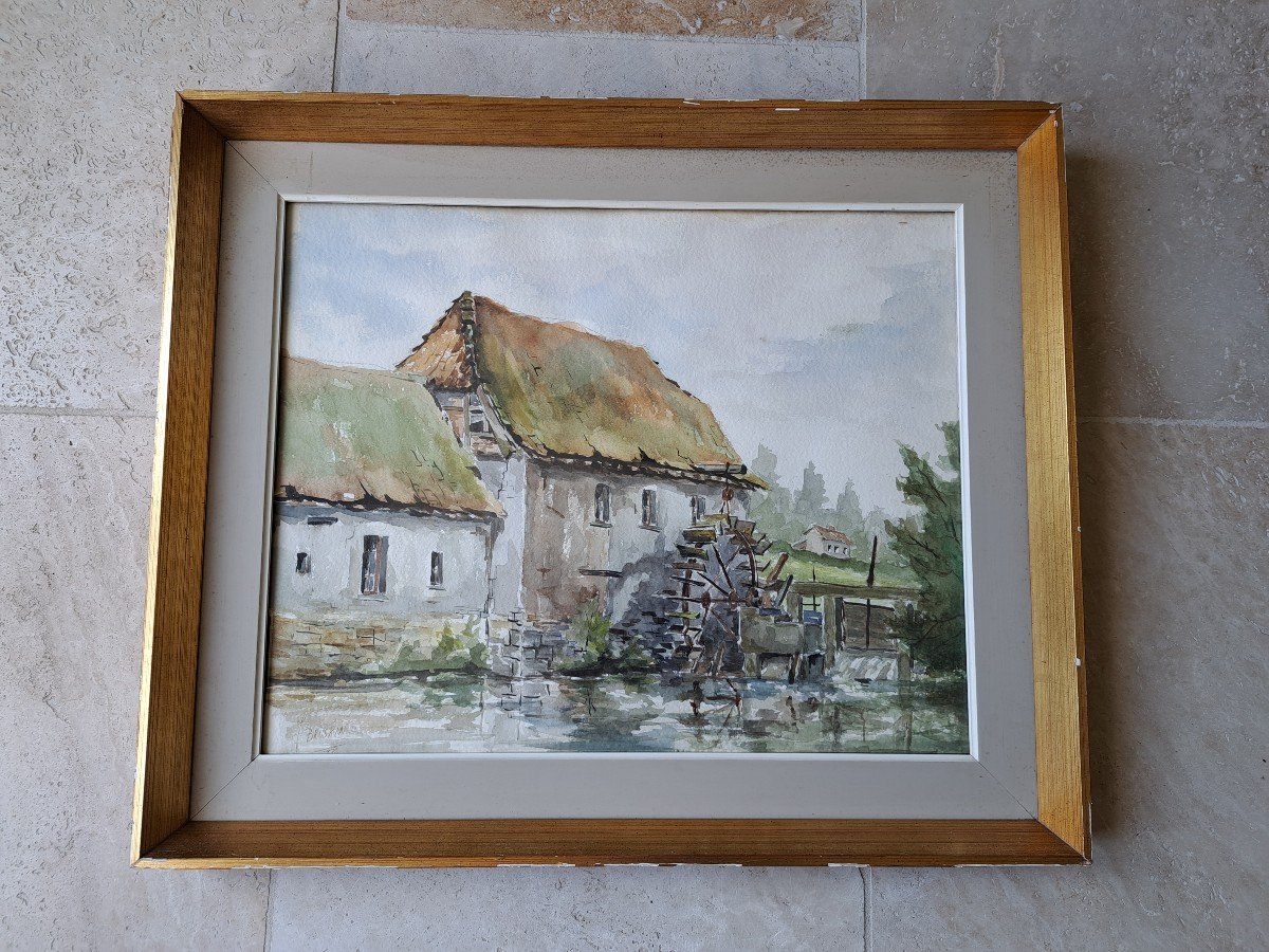 Bruskin Jules , Moulin De Sluse , Aquarelle , XX°. 