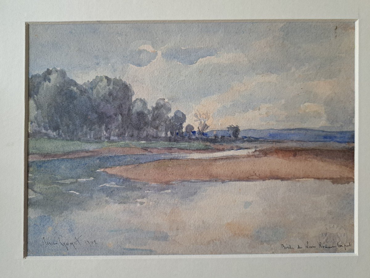 Guyot, Banks Of The Loire, Roanne, Watercolor, Early 20th Century. -photo-2