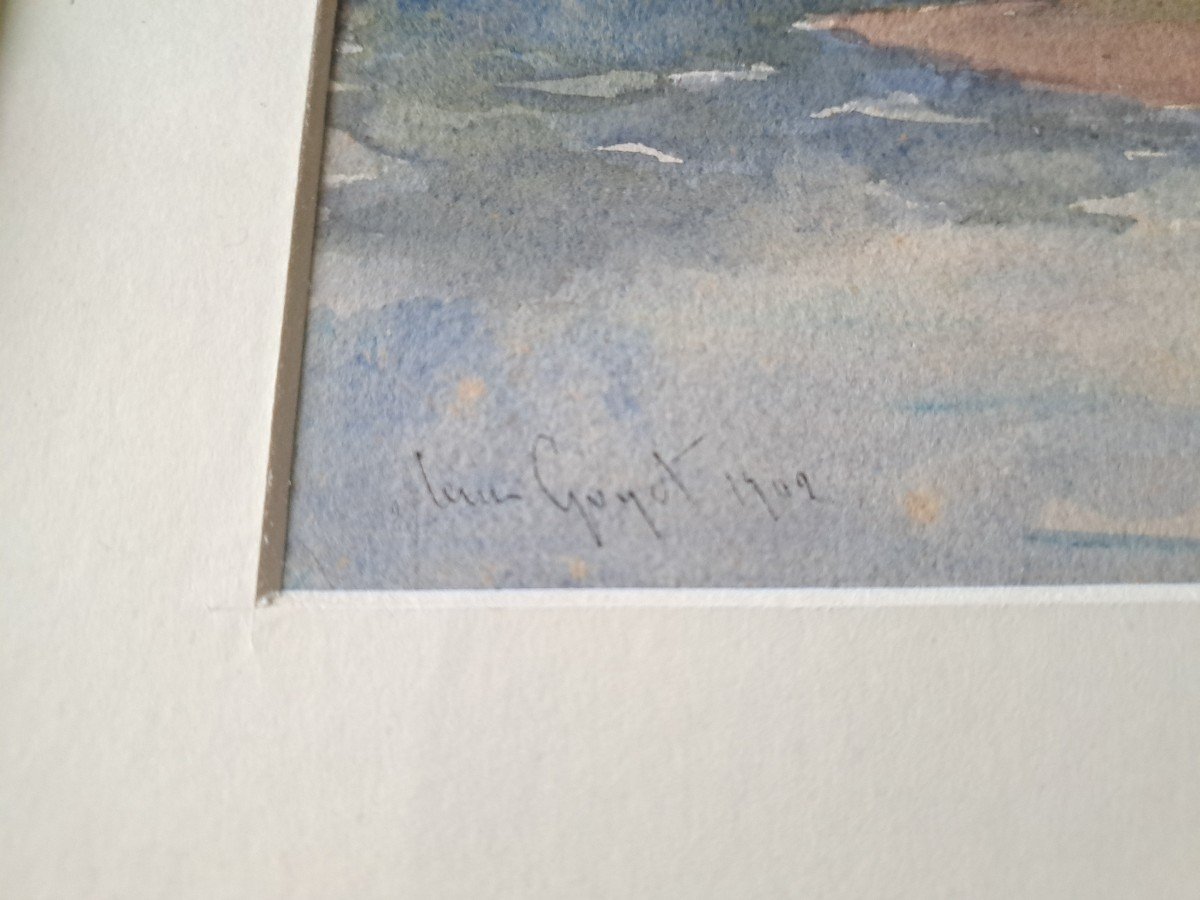 Guyot, Banks Of The Loire, Roanne, Watercolor, Early 20th Century. -photo-1