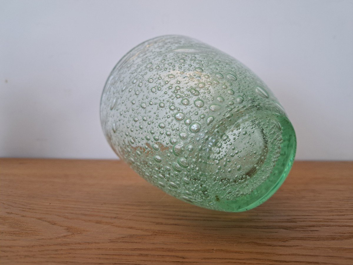 Daum, Nancy, Vase, Bubbled Green Crystal, Circa 1950. -photo-3